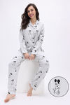 Zivame Mickey Mouse Knit Cotton Pyjama Set - Vapor Blue — thumbnail 1